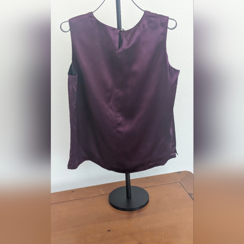Talbots Plum Washed Silk Sleeveless Shell Top Size 10 NWT Lined Classic - Picture 2 of 11